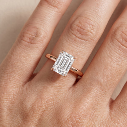 Sadie Cathedral Solitaire Emerald Diamond Ring in Rose Gold - lifestyle.jpg