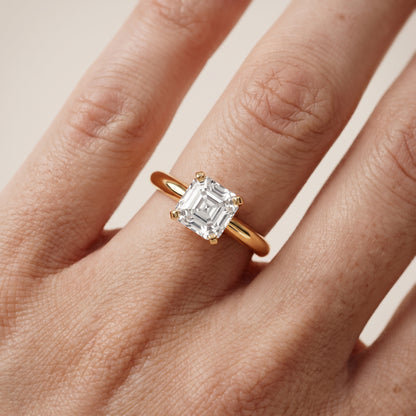Amira Six-Prong Solitaire Asscher Diamond Engagement Ring in Yellow Gold - lifestyle.jpg