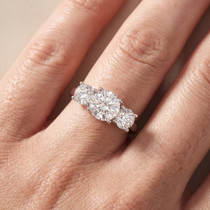 Callie Three-Stone Trellis Round Diamond Engagement Ring in White Gold - lifestyle.jpg