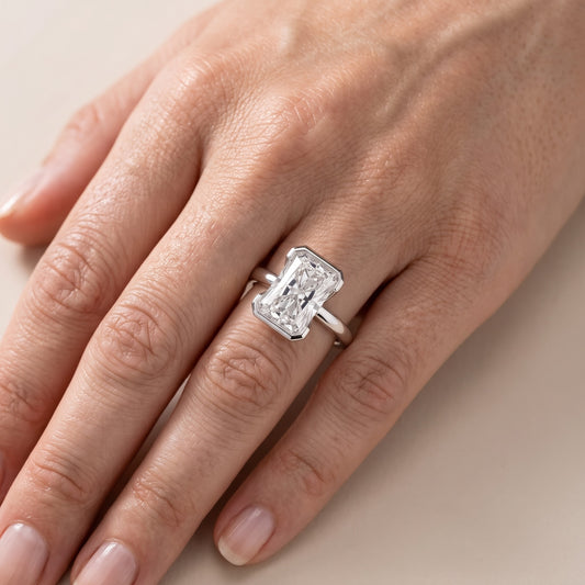 Winslow Partial Bezel Solitaire Radiant Diamond Engagement Ring in White Gold - lifestyle.jpg