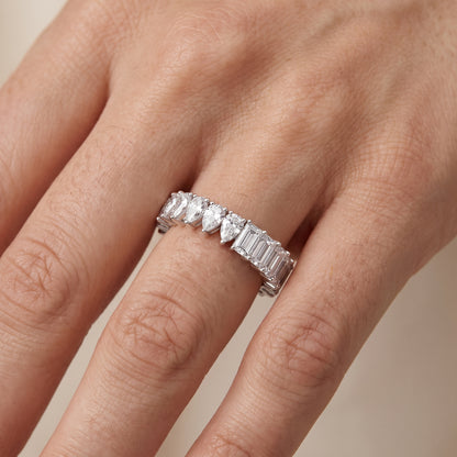 Harriet Shared Prong Pear & Baguette Diamond Eternity Band in Platinum - lifestyle.jpg
