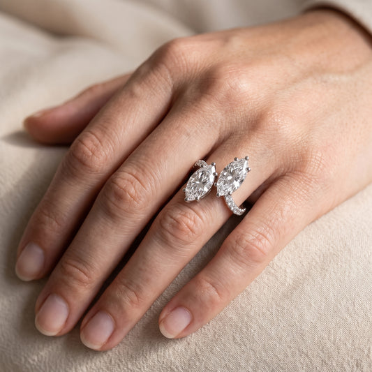Lottie Two-Stone Bypass Marquise Diamond Engagement Ring in Platinum - lifestyle.jpg