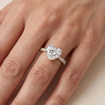 Gia Hidden Halo Pavé Heart Diamond Ring in Yellow Gold - lifestyle.jpg