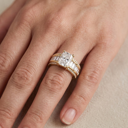 Tara Channel Set Baguette Accent Radiant Diamond Engagement Ring in Yellow Gold - lifestyle.jpg