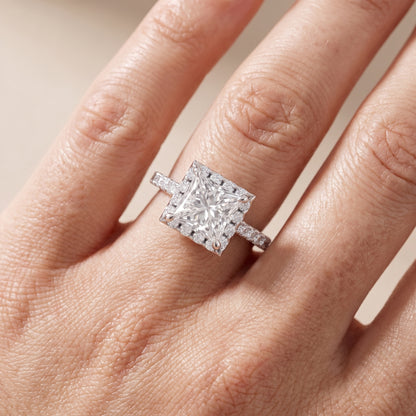 Amara Halo Claw Prong Princess Diamond Ring in White Gold - lifestyle.jpg
