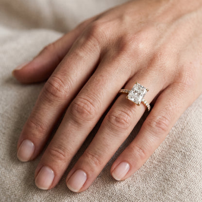 Annabel Pavé Solitaire Radiant Diamond Engagement Ring in Yellow Gold - lifestyle.jpg