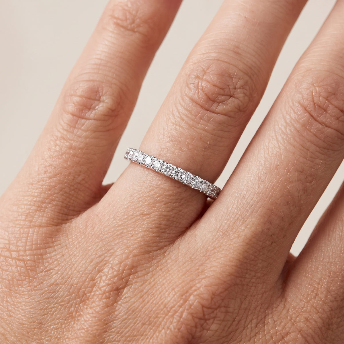 Avani French Pavé Round Diamond Half Eternity Band in Silver - lifestyle.jpg