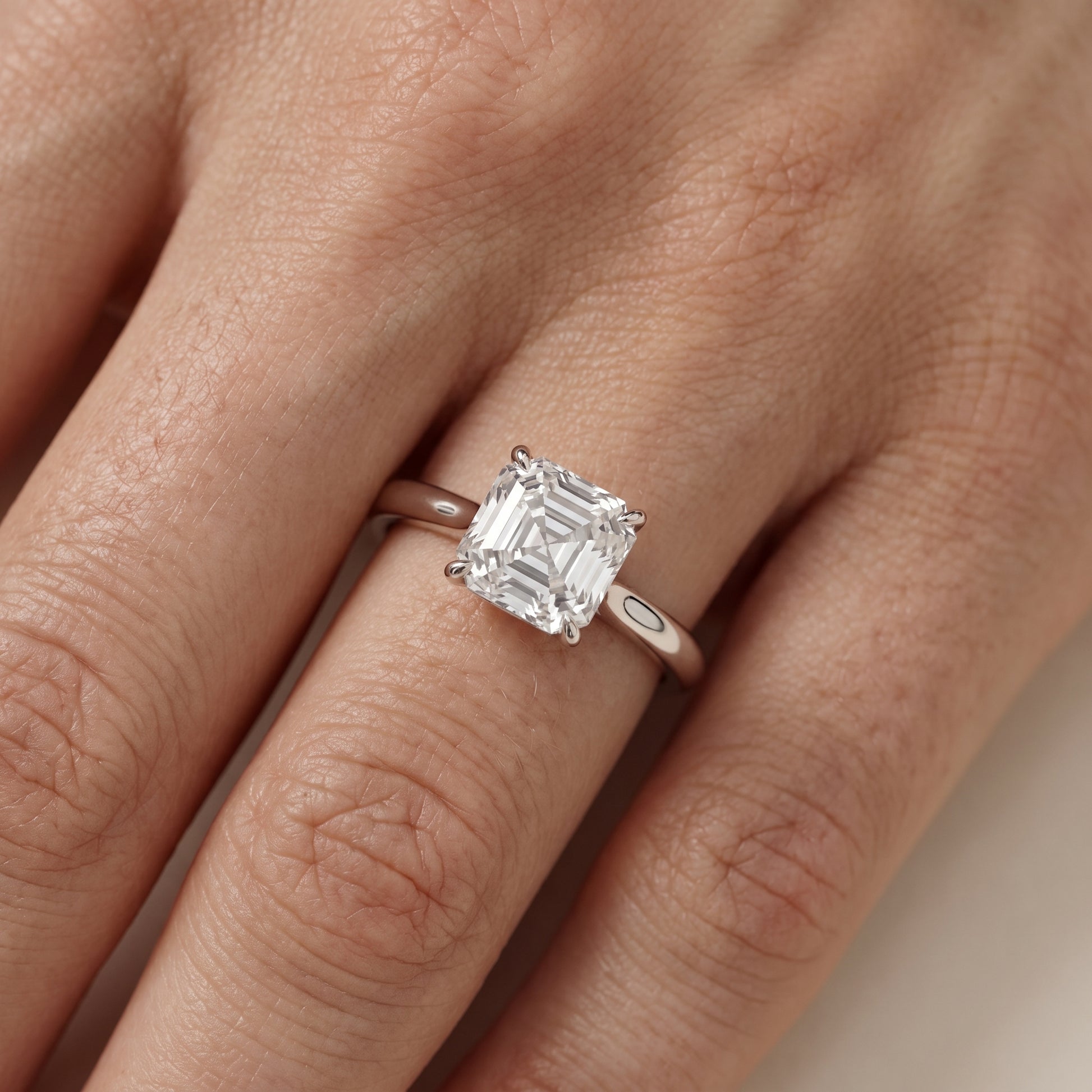 Evie Solitaire Six-Prong Asscher Diamond Engagement Ring in White Gold - lifestyle.jpg