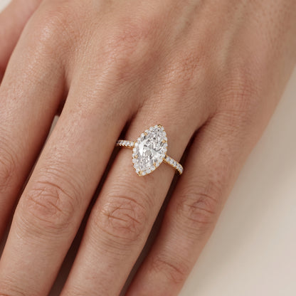 Willa Halo Micropavé Marquise Diamond Engagement Ring in Yellow Gold - lifestyle.jpg