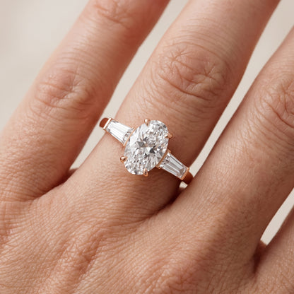 Zelda Tapered Baguette Oval Diamond Engagement Ring in Rose Gold - lifestyle.jpg