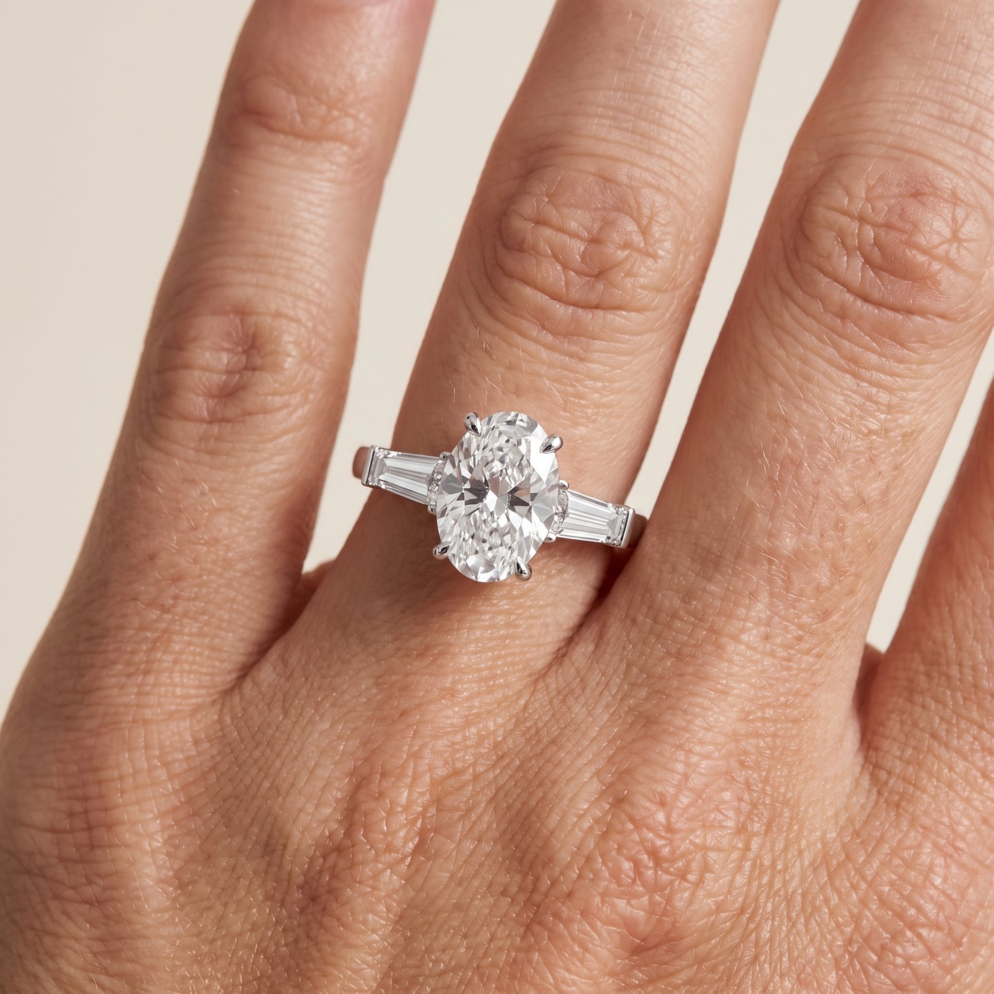 Zelda Tapered Baguette Oval Diamond Engagement Ring in Silver - lifestyle.jpg