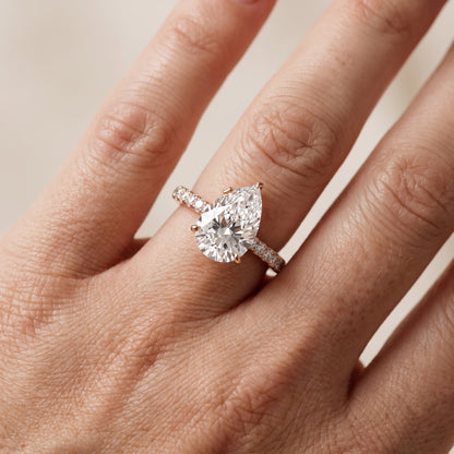 Gia Hidden Halo Pavé Pear Diamond Ring in Rose Gold - lifestyle.jpg