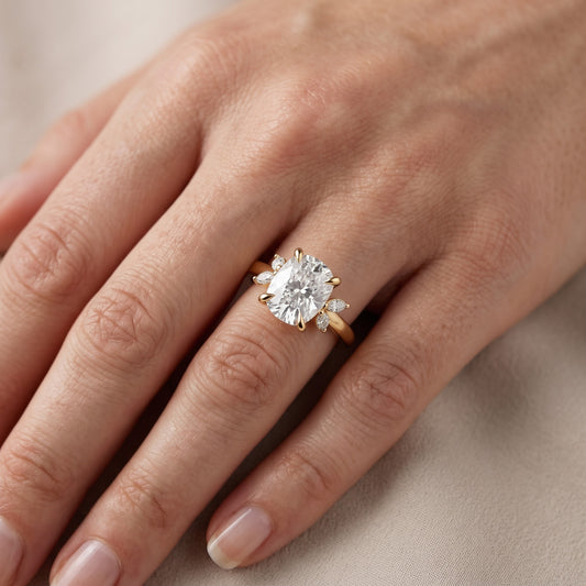 Hattie Leaf Cushion Diamond Engagement Ring in Yellow Gold - lifestyle.jpg