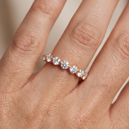 Roshni Shared Prong Round Diamond Eternity Band in Rose Gold - lifestyle.jpg