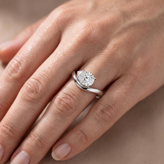 Katherine East-West Bypass Pear Diamond Engagement Ring in White Gold - lifestyle.jpg