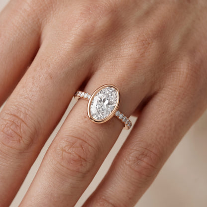 Cora Bezel Pavé Oval Diamond Ring in Rose Gold - lifestyle.jpg