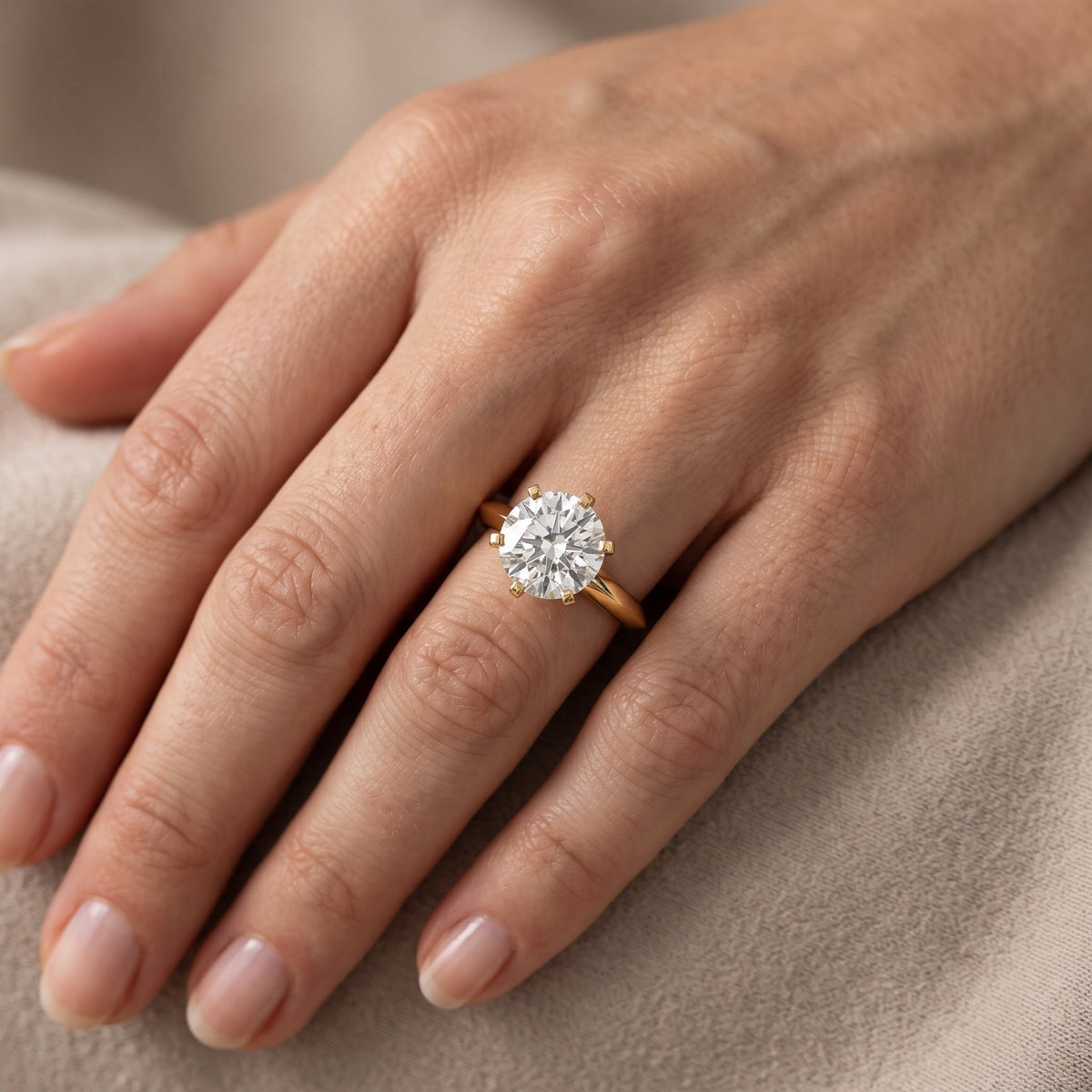 Hailey Solitaire Knife Edge Round Diamond Engagement Ring in Silver - lifestyle.jpg
