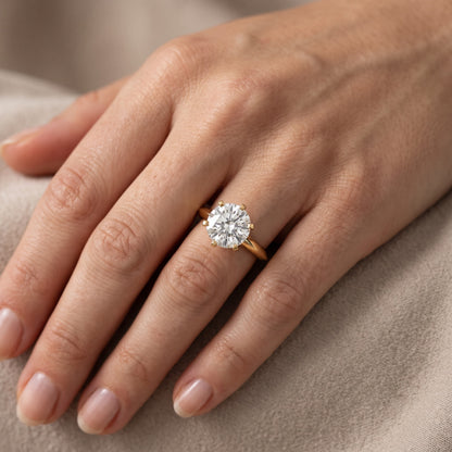 Hailey Solitaire Knife Edge Round Diamond Engagement Ring in Silver - lifestyle.jpg