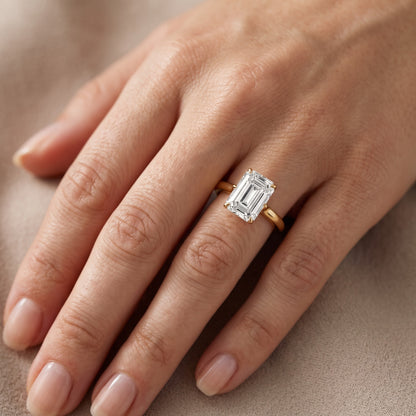 Serena Blossom Solitaire Emerald Diamond Engagement Ring in Yellow Gold - lifestyle.jpg