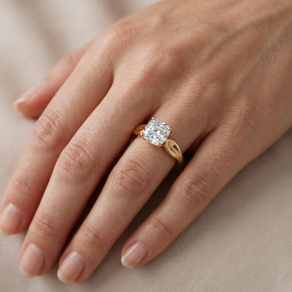 Lauretta Leaf Solitaire Cushion Diamond Engagement Ring in Silver - lifestyle.jpg