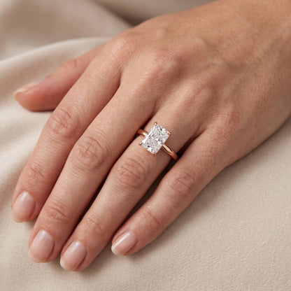 Nadia Petite Solitaire Radiant Diamond Engagement Ring in Rose Gold - lifestyle.jpg