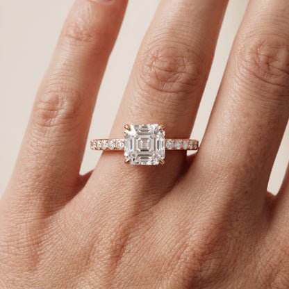 Aisha Pavé Solitaire Asscher Diamond Engagement Ring in Rose Gold - lifestyle.jpg