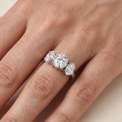 Lila Three-Stone Round Diamond Ring in Silver - lifestyle.jpg