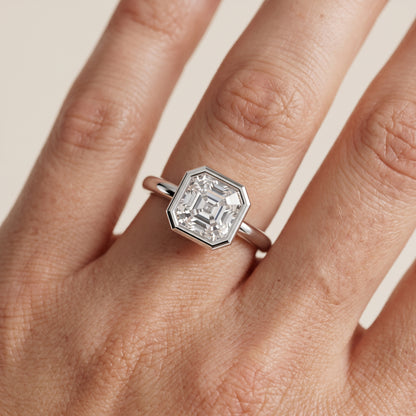 Maeve Bezel Solitaire Asscher Diamond Ring in Platinum - lifestyle.jpg