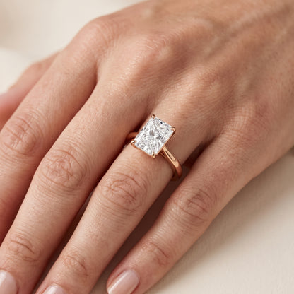 Kalia Knife Edge Solitaire Radiant Diamond Engagement Ring in Rose Gold - lifestyle.jpg