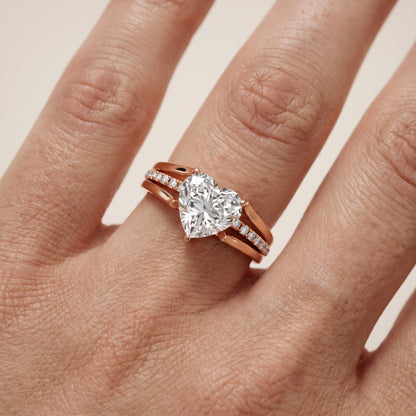 Scarlett Split Shank Pavé Heart Diamond Ring in Rose Gold - lifestyle.jpg
