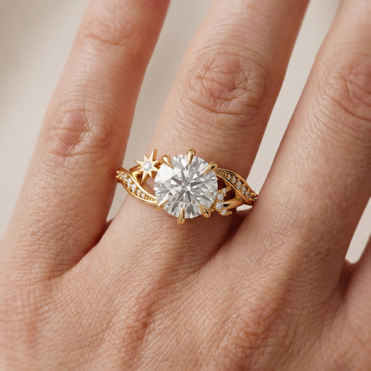 Estella Twist Pavé Round Diamond Engagement Ring in Yellow Gold - lifestyle.jpg