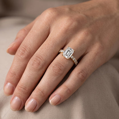 Heloise Statement Pavé Emerald Diamond Engagement Ring in Silver - lifestyle.jpg