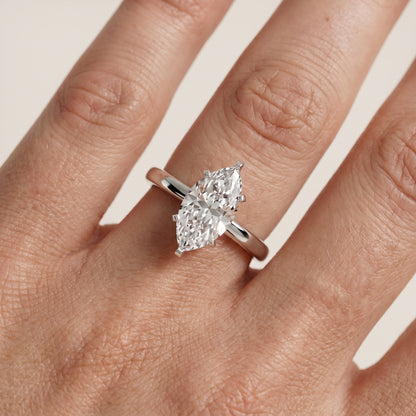 Liana Solitaire Claw Prong Marquise Diamond Engagement Ring in Silver - lifestyle.jpg