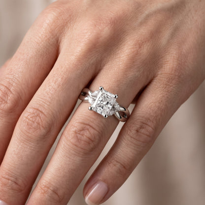 Luna Glow Twisted Radiant Diamond Engagement Ring in White Gold - lifestyle.jpg