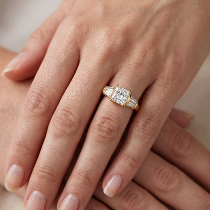 Ilsa Deco Baguette Princess Diamond Engagement Ring in Platinum - lifestyle.jpg
