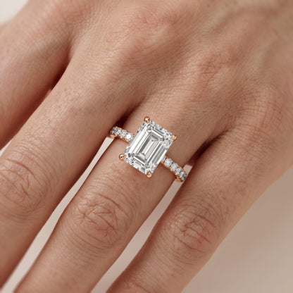 Ione Solitaire Pavé Emerald Diamond Engagement Ring in Rose Gold - lifestyle.jpg