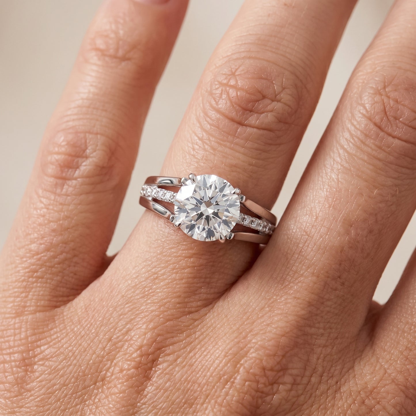 Scarlett Split Shank Pavé Round Diamond Ring in Platinum - lifestyle.jpg
