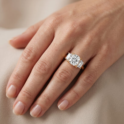 Filippa Trapezoid Three-Stone Cushion Diamond Engagement Ring in Silver - lifestyle.jpg