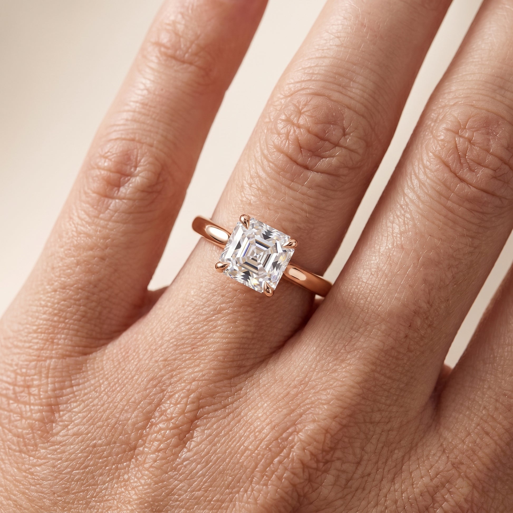 Mena Hidden Halo Asscher Diamond Engagement Ring in Rose Gold - lifestyle.jpg