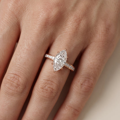 Brielle Channel Set Solitaire Marquise Diamond Ring in Rose Gold - lifestyle.jpg