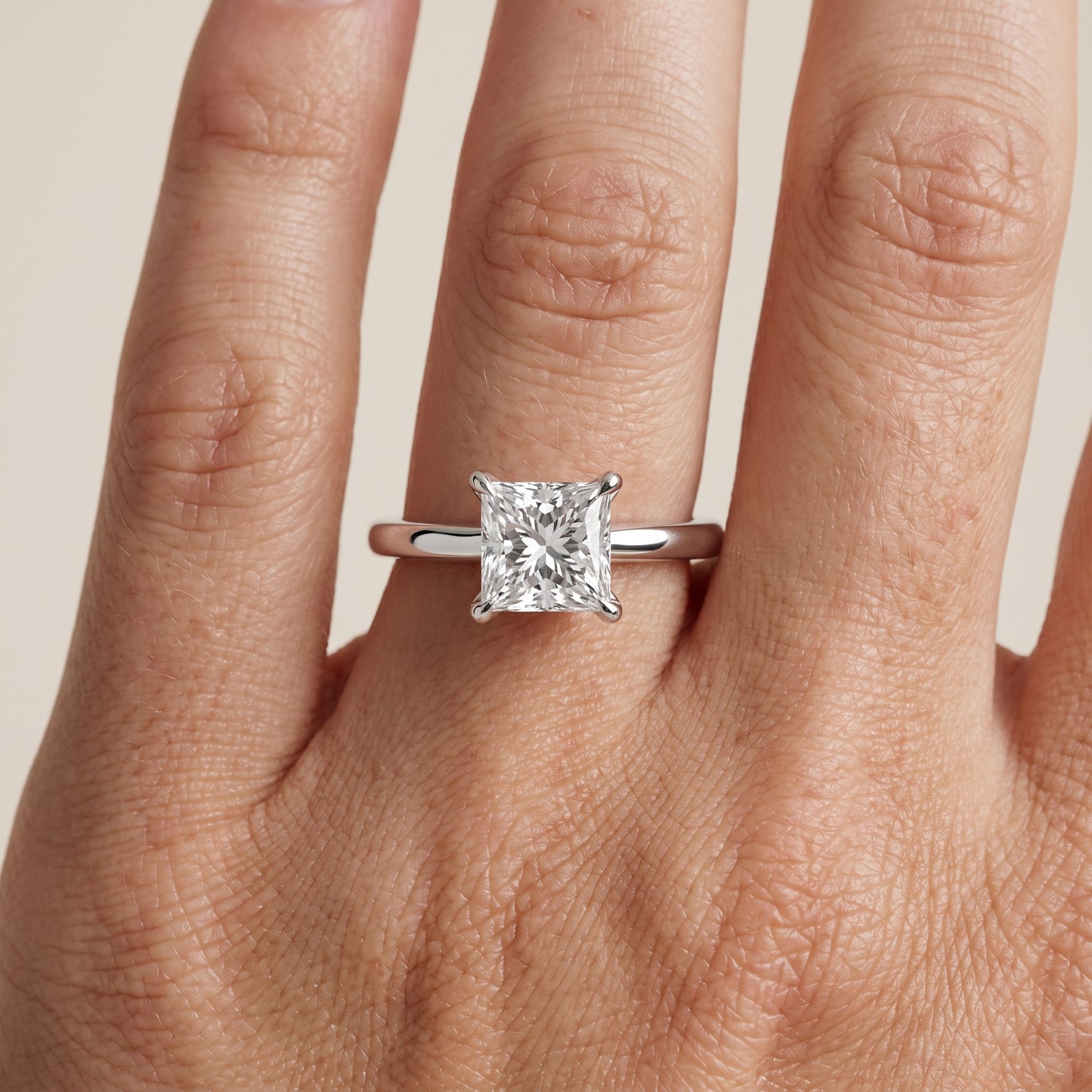 Mena Hidden Halo Princess Diamond Engagement Ring in White Gold - lifestyle.jpg