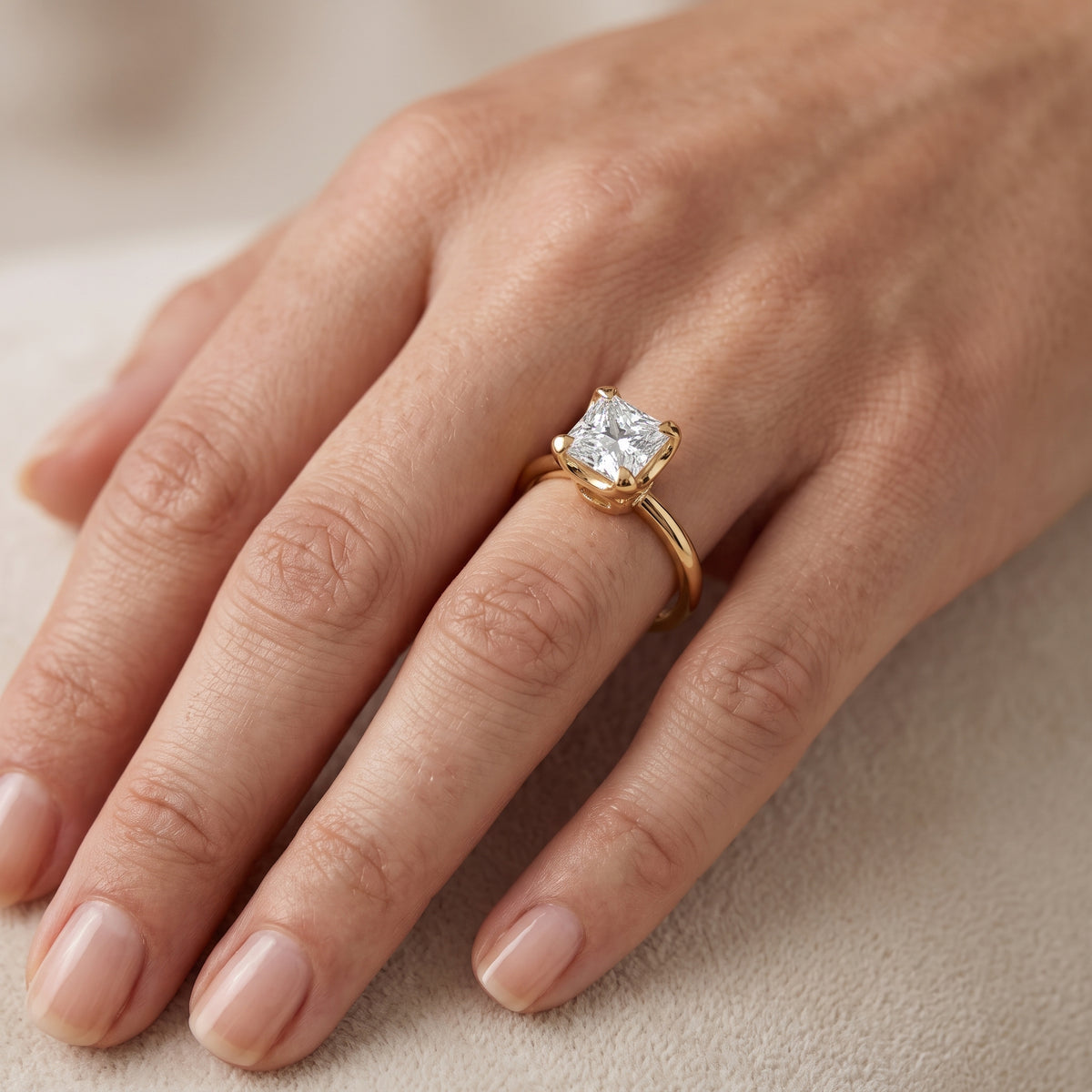 Adele Crown Solitaire Princess Diamond Engagement Ring in Platinum - lifestyle.jpg