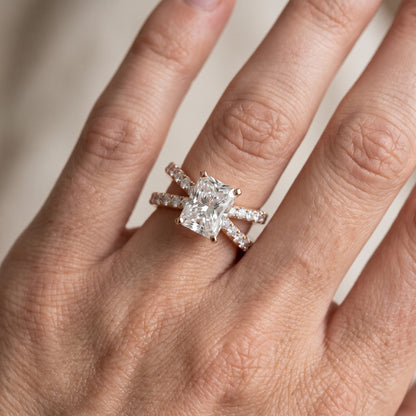 Ilaria Criss Cross Pavé Radiant Diamond Engagement Ring in Rose Gold - lifestyle.jpg