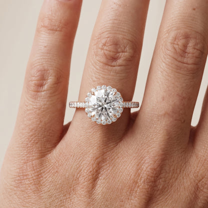 Willa Halo Micropavé Round Diamond Engagement Ring in Rose Gold - lifestyle.jpg