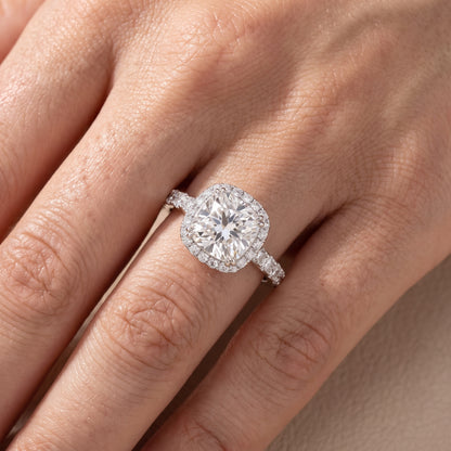 Chloe Halo Pavé Cushion Diamond Ring in Silver - lifestyle.jpg