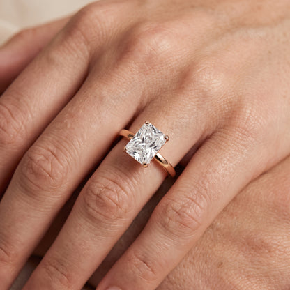 Liana Solitaire Claw Prong Radiant Diamond Engagement Ring in Rose Gold - lifestyle.jpg