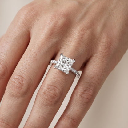 Violet Hidden Halo Pavé Princess Diamond Ring in Platinum - lifestyle.jpg