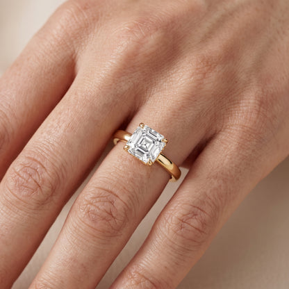 Lara Hidden Halo Asscher Diamond Engagement Ring in Yellow Gold - lifestyle.jpg