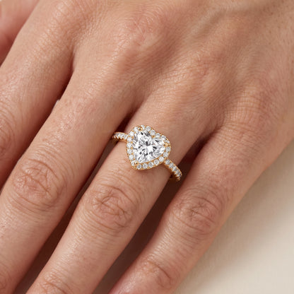 Sophie Halo Pavé Heart Diamond Ring in Yellow Gold - lifestyle.jpg