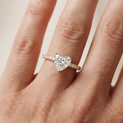 Aisha Pavé Solitaire Heart Diamond Engagement Ring in Yellow Gold - lifestyle.jpg
